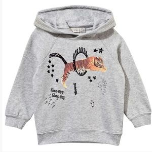 STELLA MCCARTNEY KIDS GREY JOEY CIRCUS TIGER HOODIE SWEATSHIRT SIZE 5